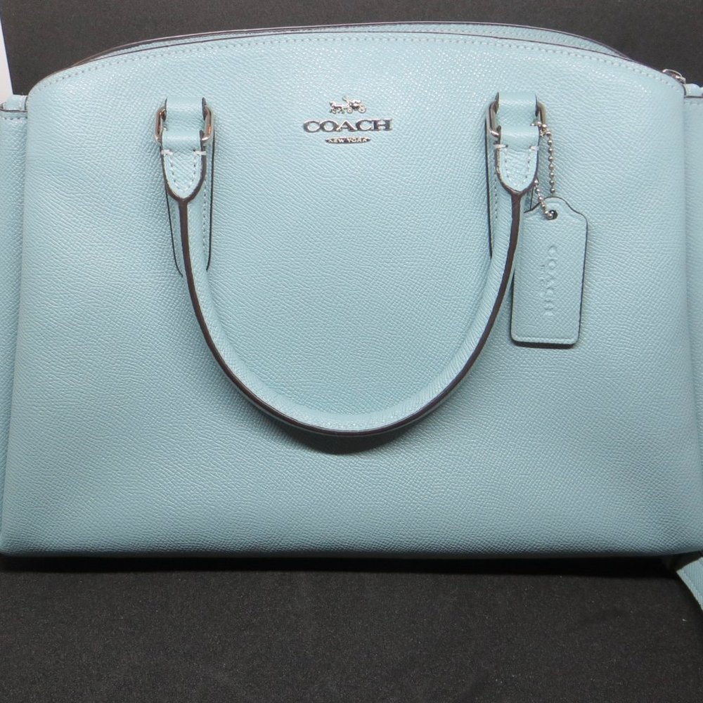 Coach Light Teal, Pebble Leather, Tote & Shoulder Purse, NWT